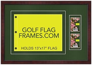 Masters Special 20x29.5 Brown Golf Flag Ticket Badge Frame, brn-008, NEW Fairway Green Mats (float mount; perfect for 13x17 Master's Golf Flags; flag not incl)