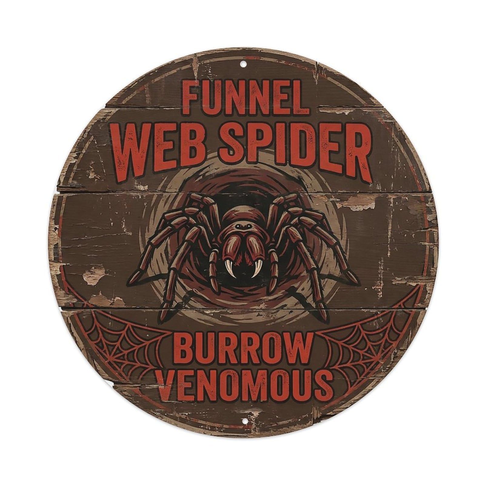 Cxhjca 8X8inch(20X20cm) Funnel Web Spider Burrow Venomous Metal Tin Sign