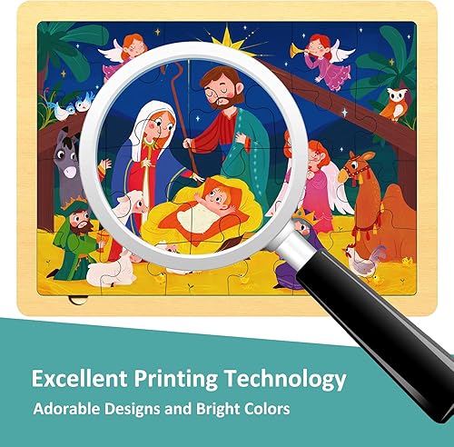 Miniatura 4 de Nativity Scene - Rompecabezas de 24 piezas para niños de 3 años, rompecabezas de madera de Navidad para niños de 3 a 5 años, rompecabezas de