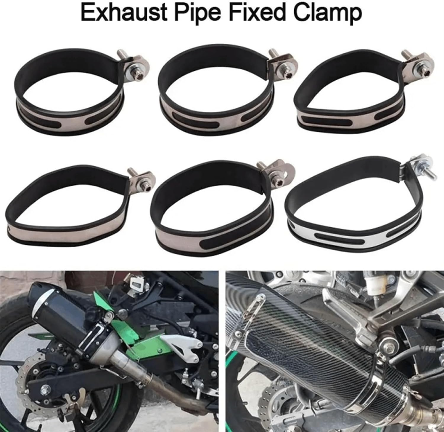 Universal Motorcycle Exhaust Clamp Exhaust Pip Supporting Bracket Fixed Ring Hanger Band Fixture Support Motorbike Accessories