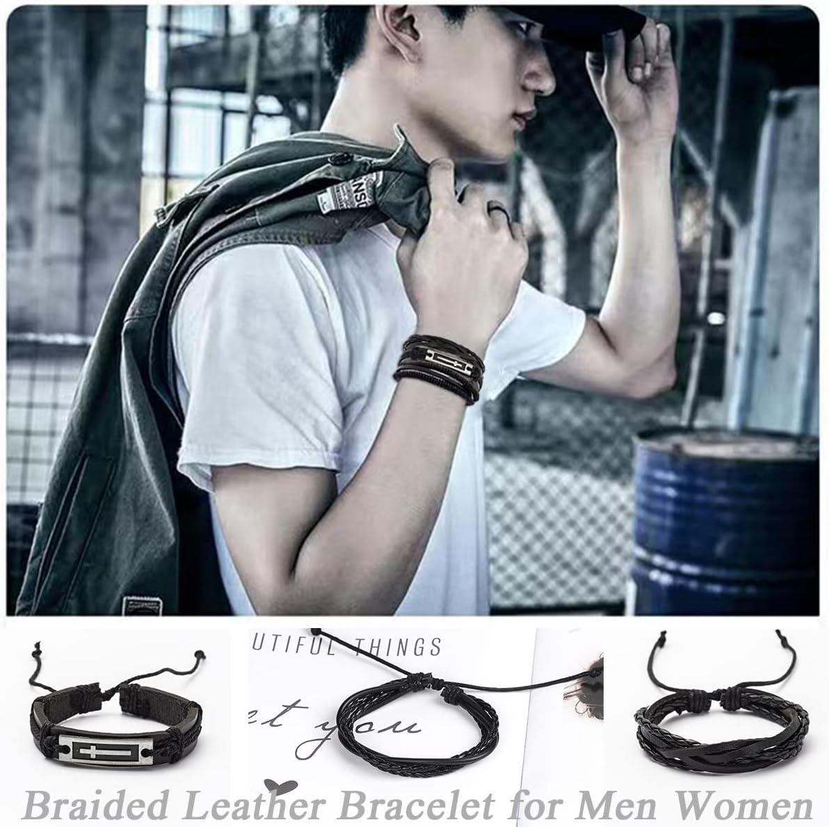 MOZAKA 27Pcs Braided Leather Bracelets for Men Women Ethnic Tribal Bracelets Leather Bracelets Wristband Woven Cuff Wrap Friendship Bracelets Adjustable - Image 2