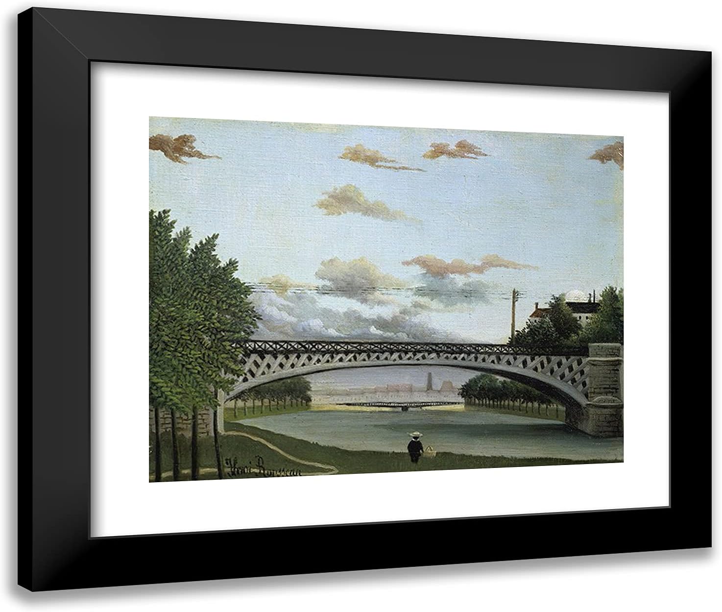 ArtDirect Rousseau, Henri 24x20 Gold Ornate Framed Art Print with Double Matting Titled: The Charenton Bridge
