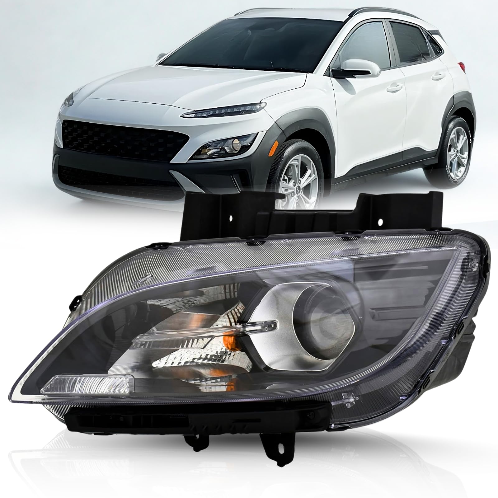 ALLIGATOR AUTO LIGHTS Compatible With Hyundai Kona 2022-2023 SE, SEL/Kona Electric 2022 SEL, CAPA Certified Headlight Assembly, Halogen Headlamp, Left