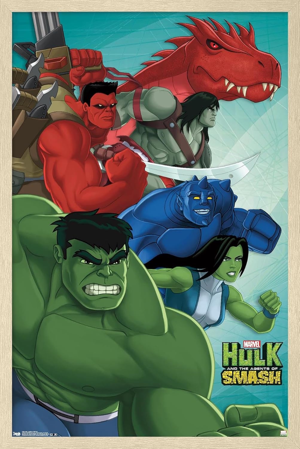 Trends International Marvel Comics TV - Hulk And The Agents Of Smash Wall Poster, 22.375" x 34", White Framed Version