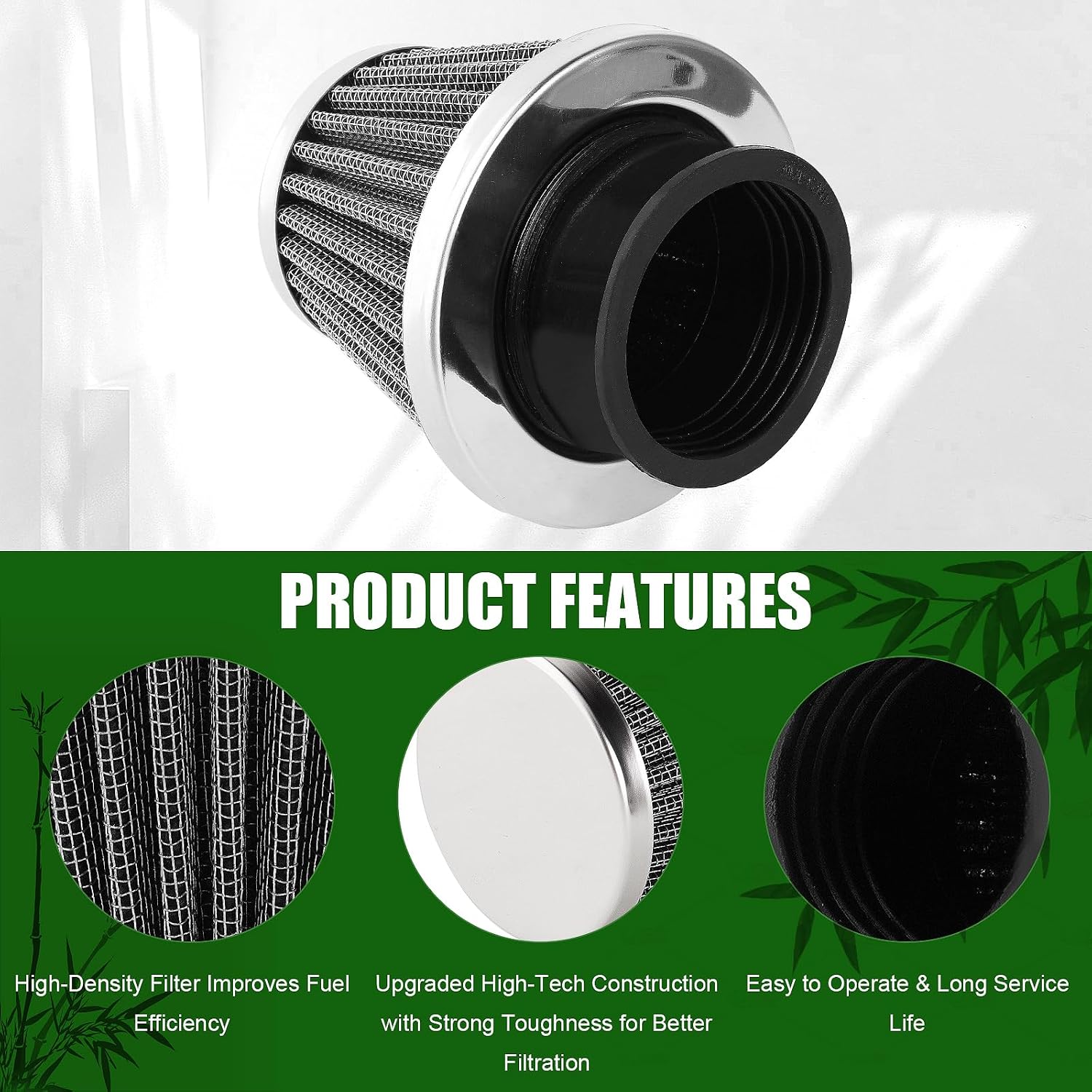 Universal 44mm 45mm 46mm Filter Compatible with 50cc-90cc 110cc 125cc 140cc 150cc 200cc 250cc GY6 ATV Scooter Quad Go Kart Moped Pit Dirt Bike Suzuki Baja 1.77inch