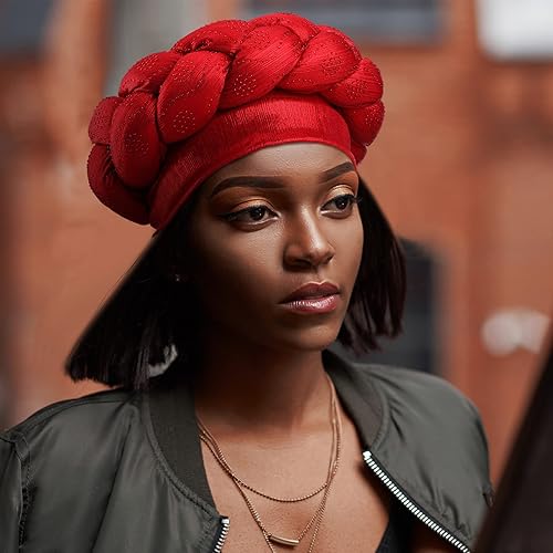 Miniatura 6 de 6 piezas de turbante africano para mujeres negras, gorro trenzado elástico, turbante trenzado