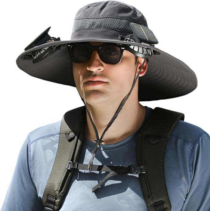 Solar Fan Hat with Brim