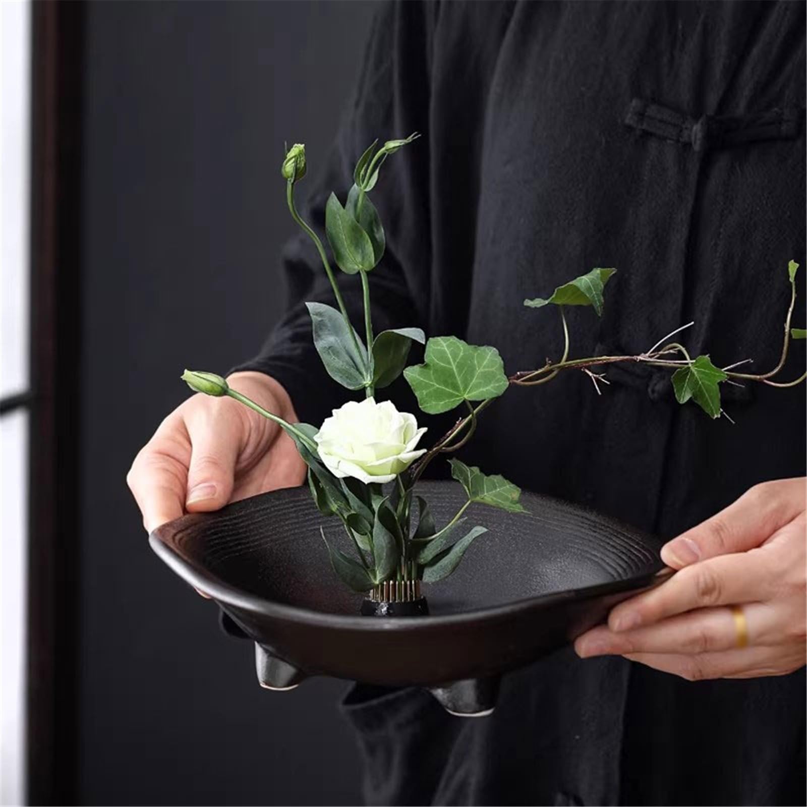 Sottovasi per Fiori Piattino in Ceramica Cinese con Vassoio Smerigliato Irregolare Vassoi per Piante