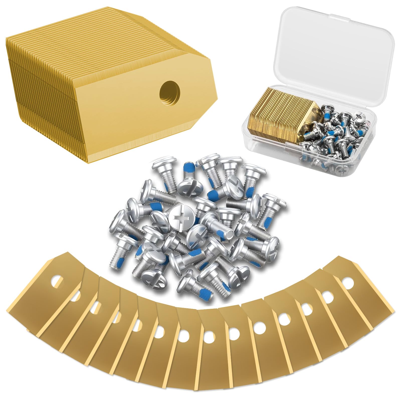 42 Lame di Ricambio Compatibili con Navimow i105E, i108E, i110E, H1500E, H3000E-VF, X315E, X390E, Lame Ricambio in Acciaio Inox Rivestite in Titanio per Tutte Navimow Serie Robot Rasaerba con 42 Viti