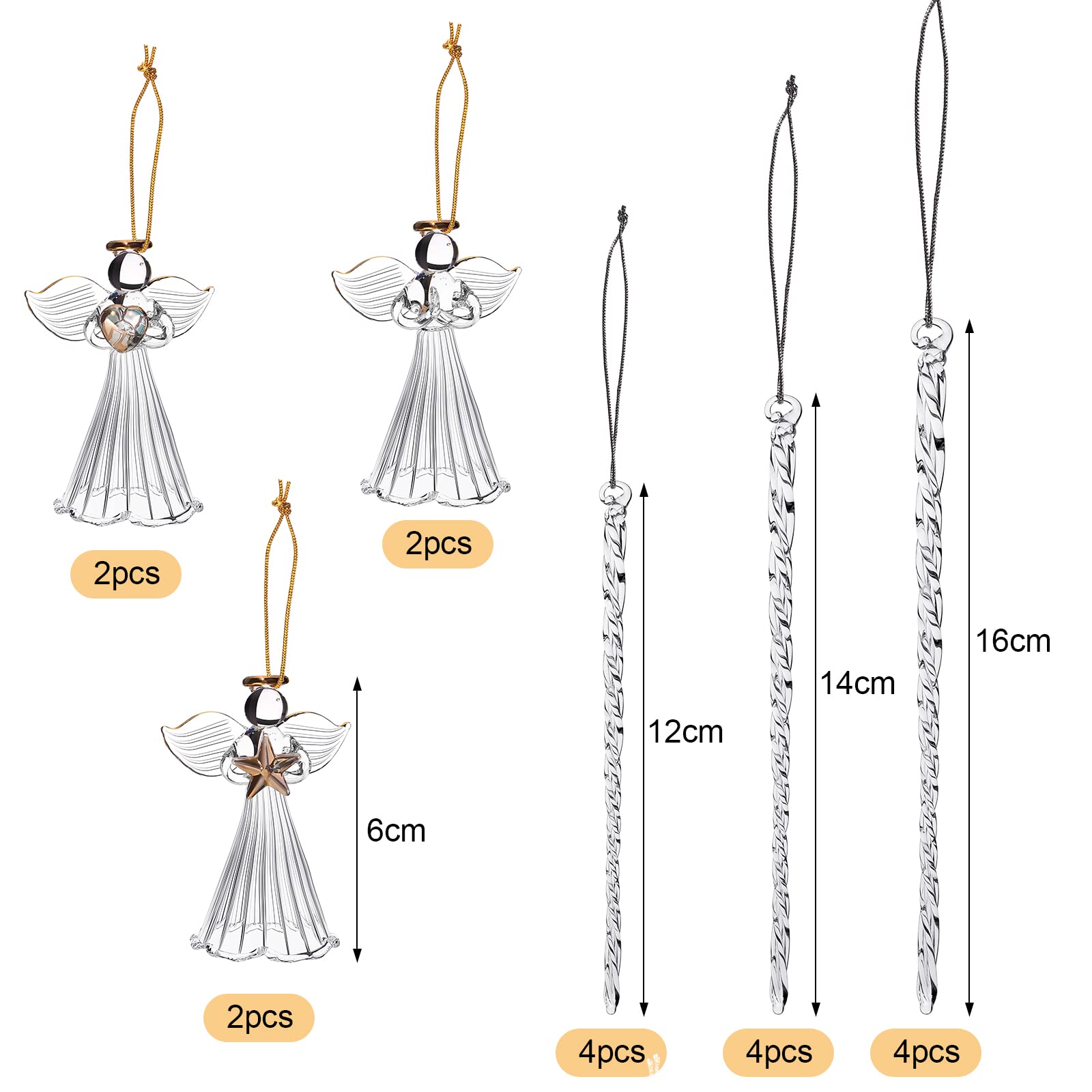 Amazon.co.jp: クリスマスガラス天使とつららオーナメントセット 18個