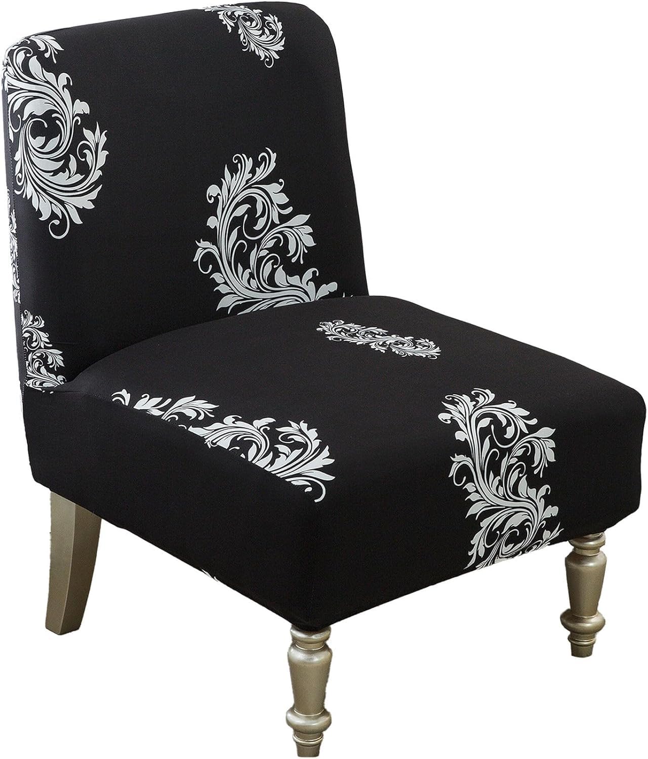 HACLEN Printing Armless Accent Chair Cover, Stretch Spandex Armless Chair Slipcover Washable Slipper Chair Protector Non Slip for Living Room (15,2 pcs)