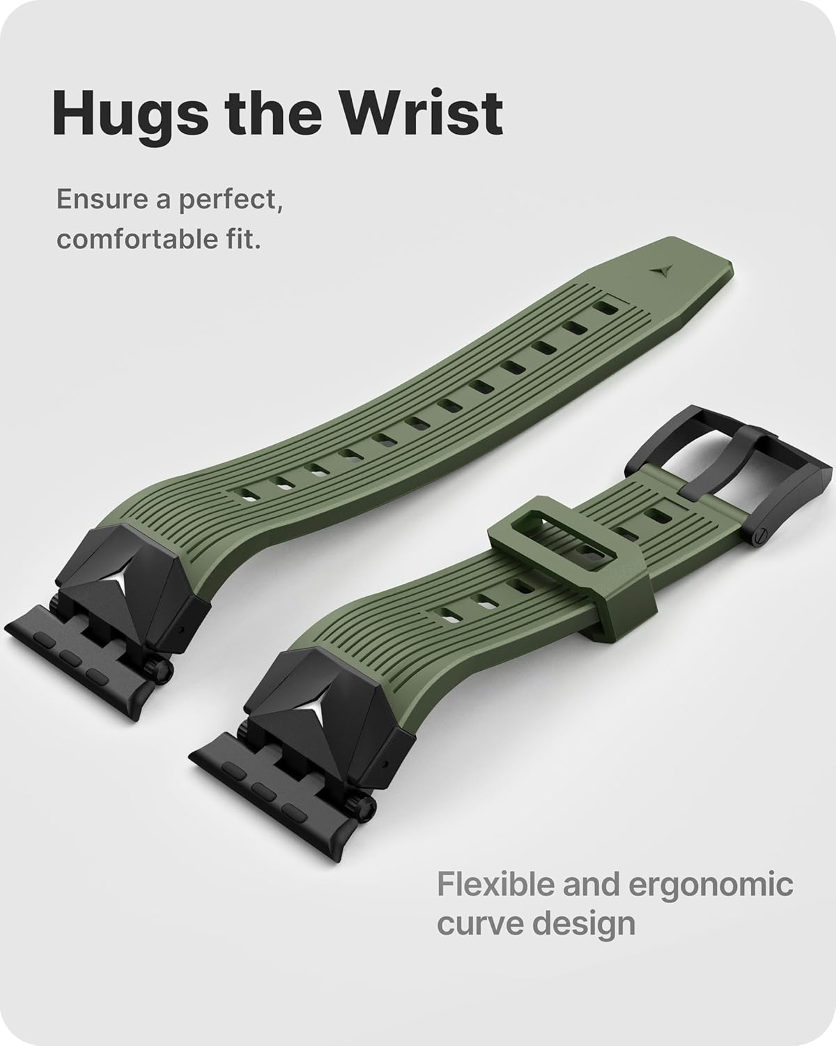 Fullmosa Bands Compatible with Apple Watch 49mm Ultra3/Ultra2/Ultra, Rugged TPU iWatch Band with Screen Protector for Men, Army Green+Black