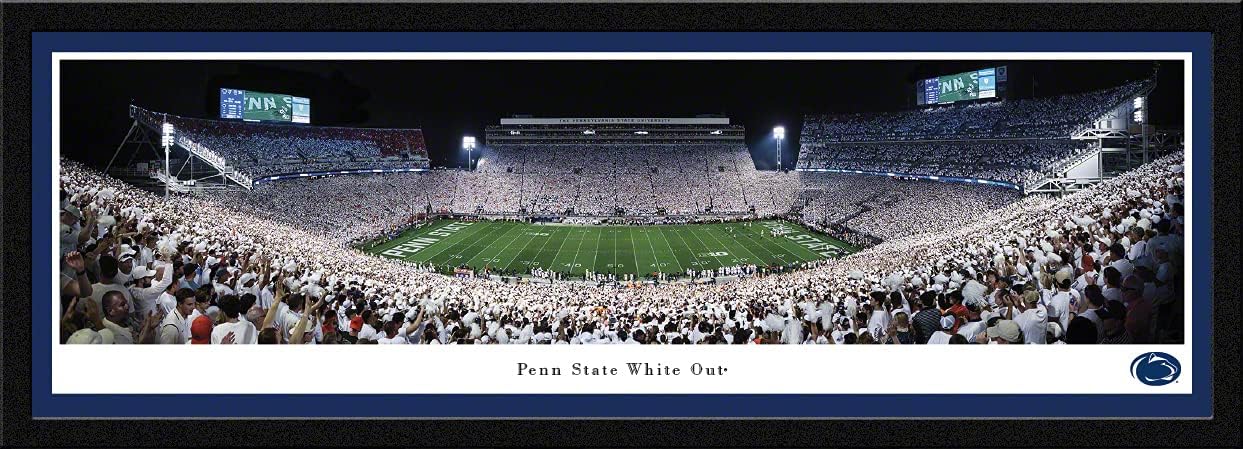 Penn State White Out Football (2021 v Auburn) - 42x15.5-inch Single Mat, Select Framed Picture by Blakeway Panoramas