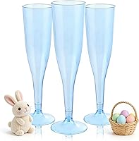 Vista 1 de WDF Paquete de 36 copas de champán de plástico azul transparente, 7 onzas, copas de champán de plástico, vasos de champán desechables para fiestas