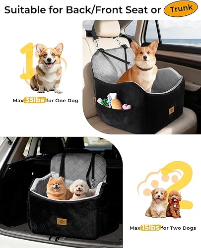 Miniatura 6 de Asiento de automóvil para perros pequeños/medianos, desmontable y lavable, asiento elevador de perro de menos de 35 libras, espuma viscoelástica de