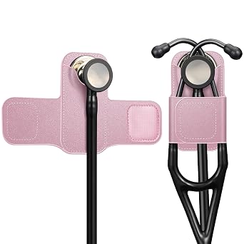 Stethoscope Holder Clip, PU Leather Hip Holster, Rose Gold