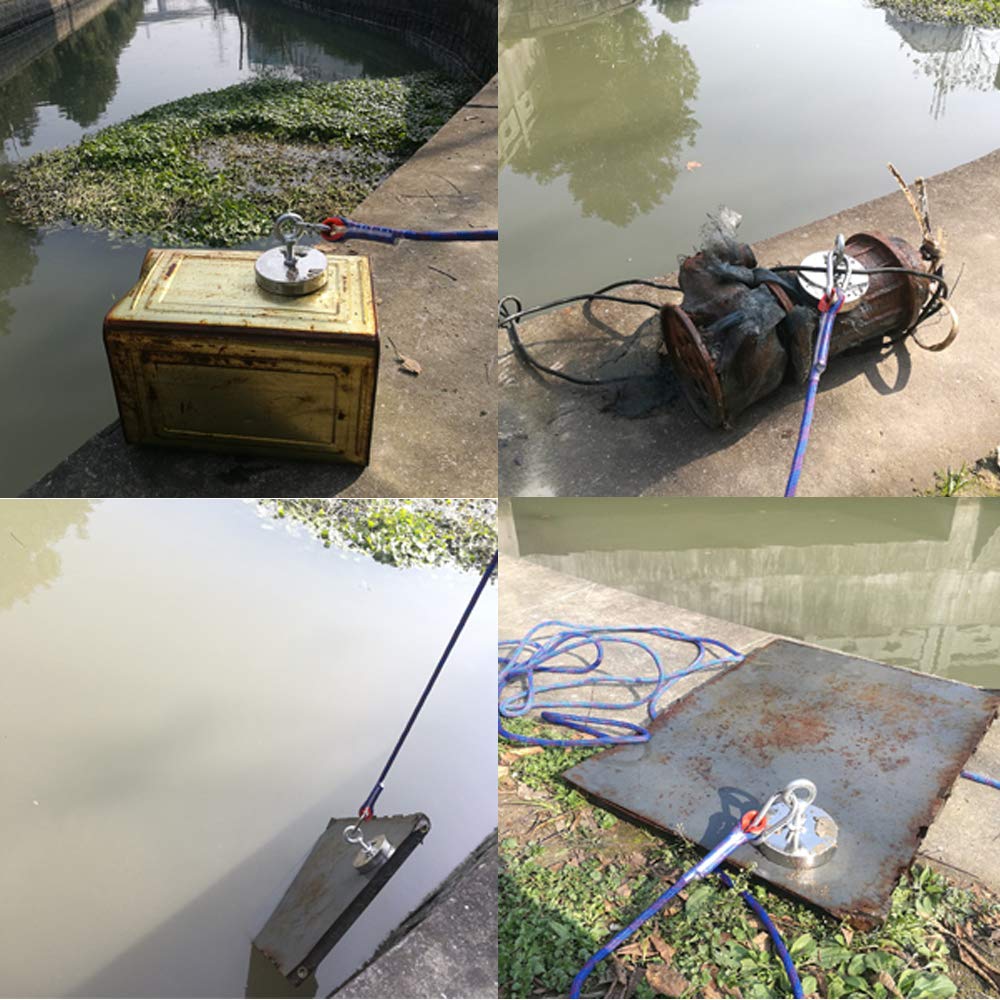 Creative Product MUTUACTOR 1300LBS Heavy Duty Neodymium Fishing Magnet N52 with 32 Feet(10m) Durable Rope Strong Powerful Retriving Magnet with Gloves and Safty Box for Magnet Fishing, Treasure Hunt in River, Lake