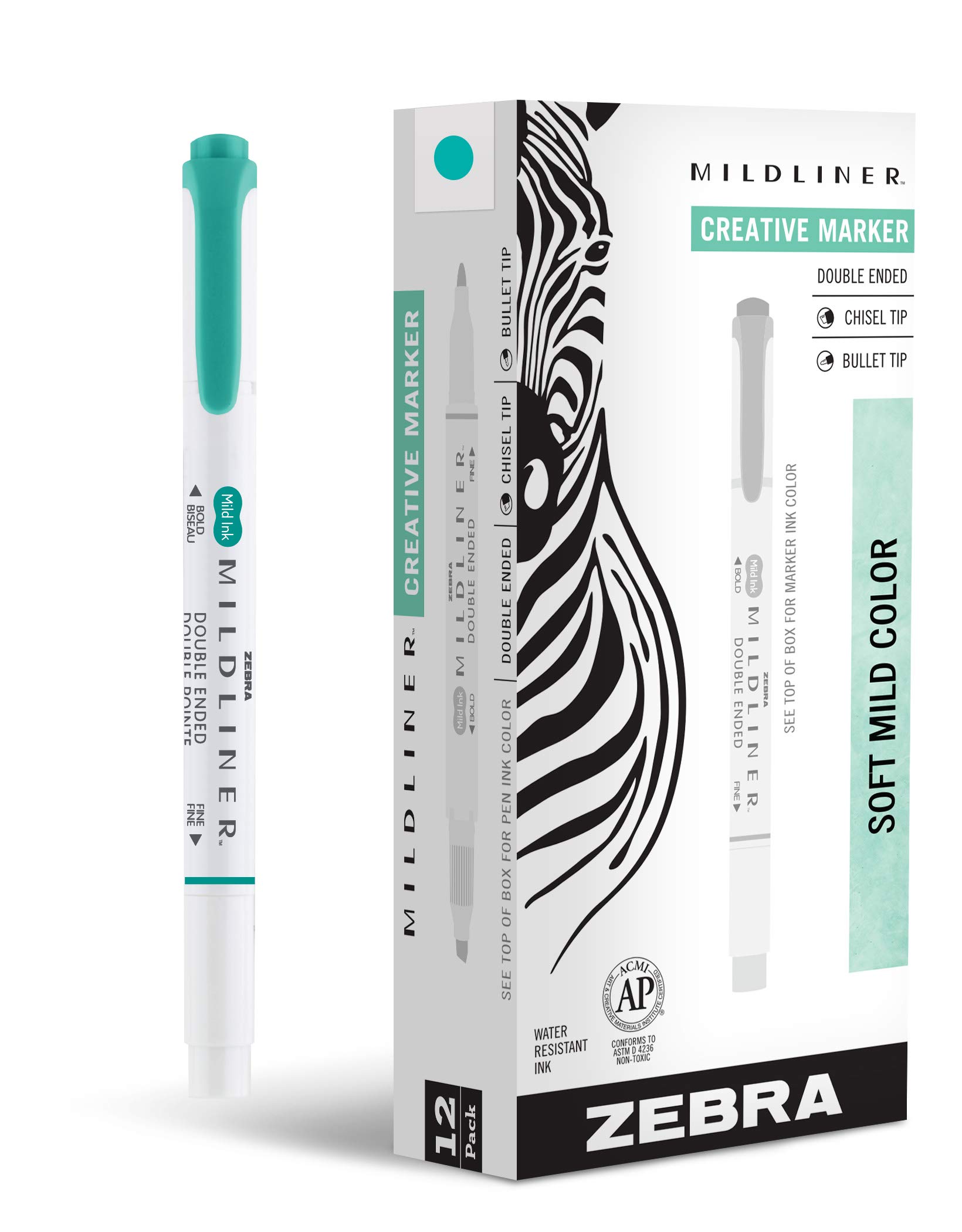 Zebra Pen Textmarker, doppelseitig, breite und feine Spitzen Summer Green