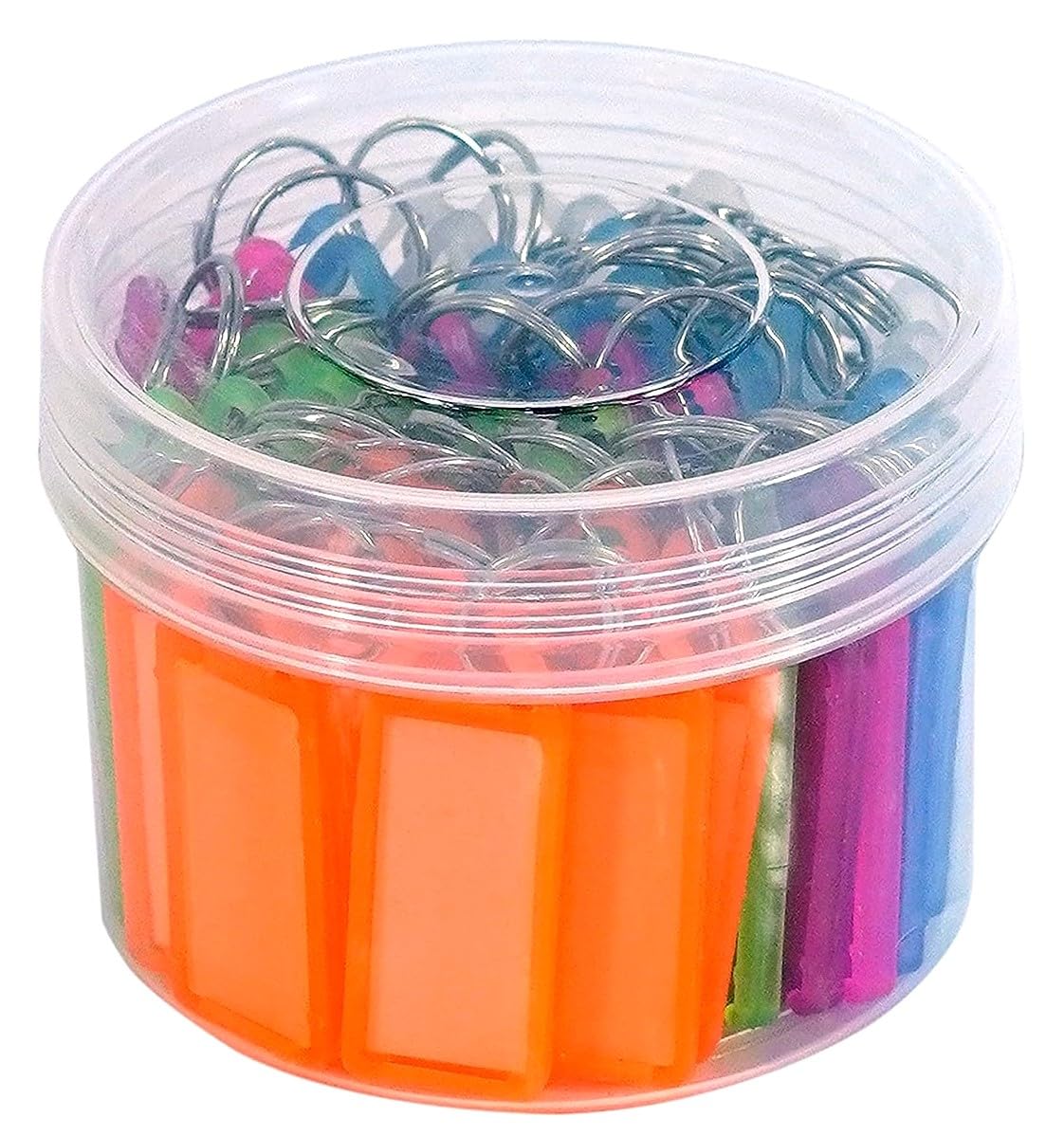 50 multicolor keyring and keychain with name tag labels plastic multicolor keychain with two side id label and split ring