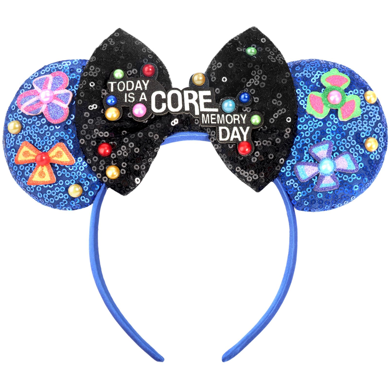 ETLUK Sequin Bow Headband, Sparkly Blue Costume Headband for Women Girls, Hairband for Cosplay Accessories Party Decorations