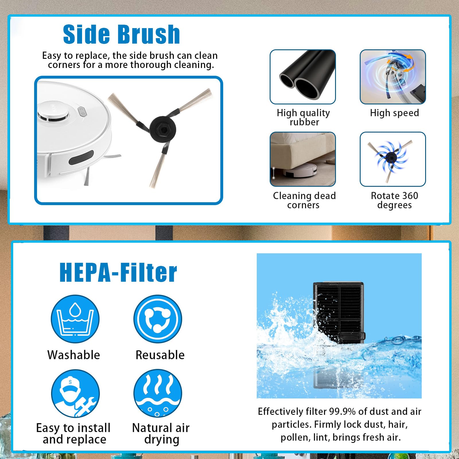 Roboparts Zubehör Set für Dreame L10s Pro Ultra Heat|L10s Ultra Gen2| L40 Ultra AE|Mova E30 Ultra