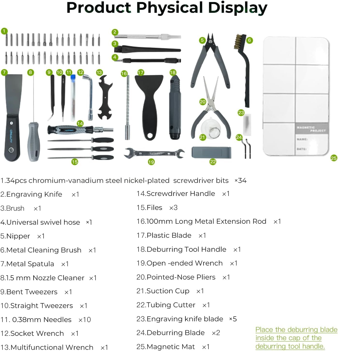 Creality Zestaw narzędzi do drukarki 3D, 74 sztuki, zestaw narzędzi do drukowania 3D, zestaw montażowy/usuwanie/wycinanie filamentu, akcesoria do drukarek 3D, do wszystkich drukarek FDM, czyszczenie