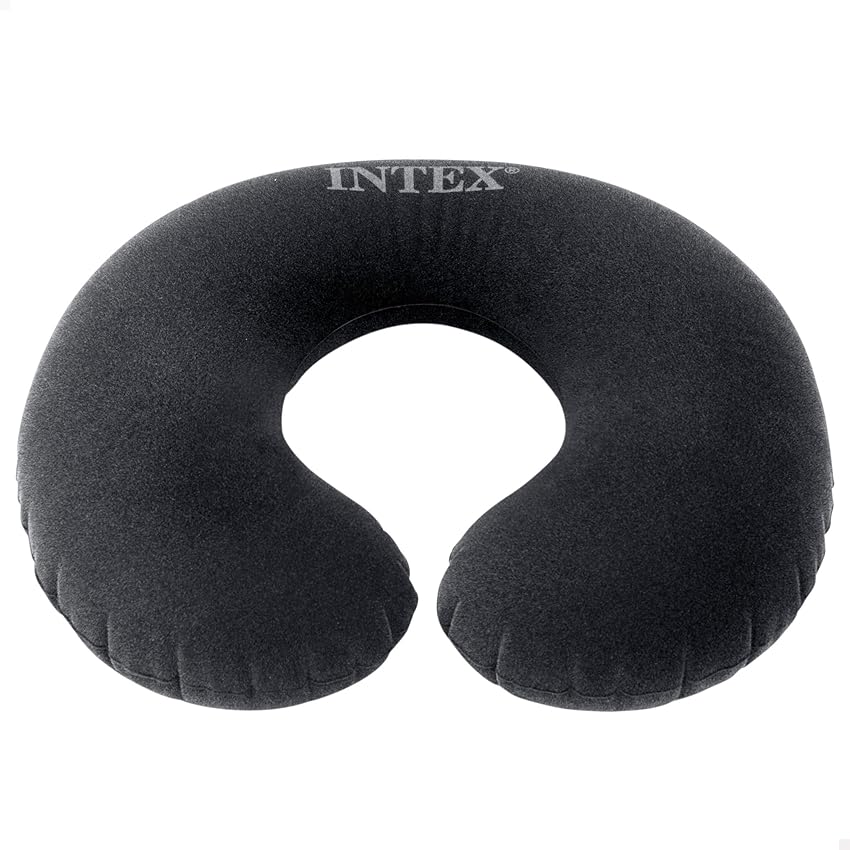 Intex 68675 - Cuscino Gonfiabile da Viaggio, Vinile, Grigio, 36x30x10 cm