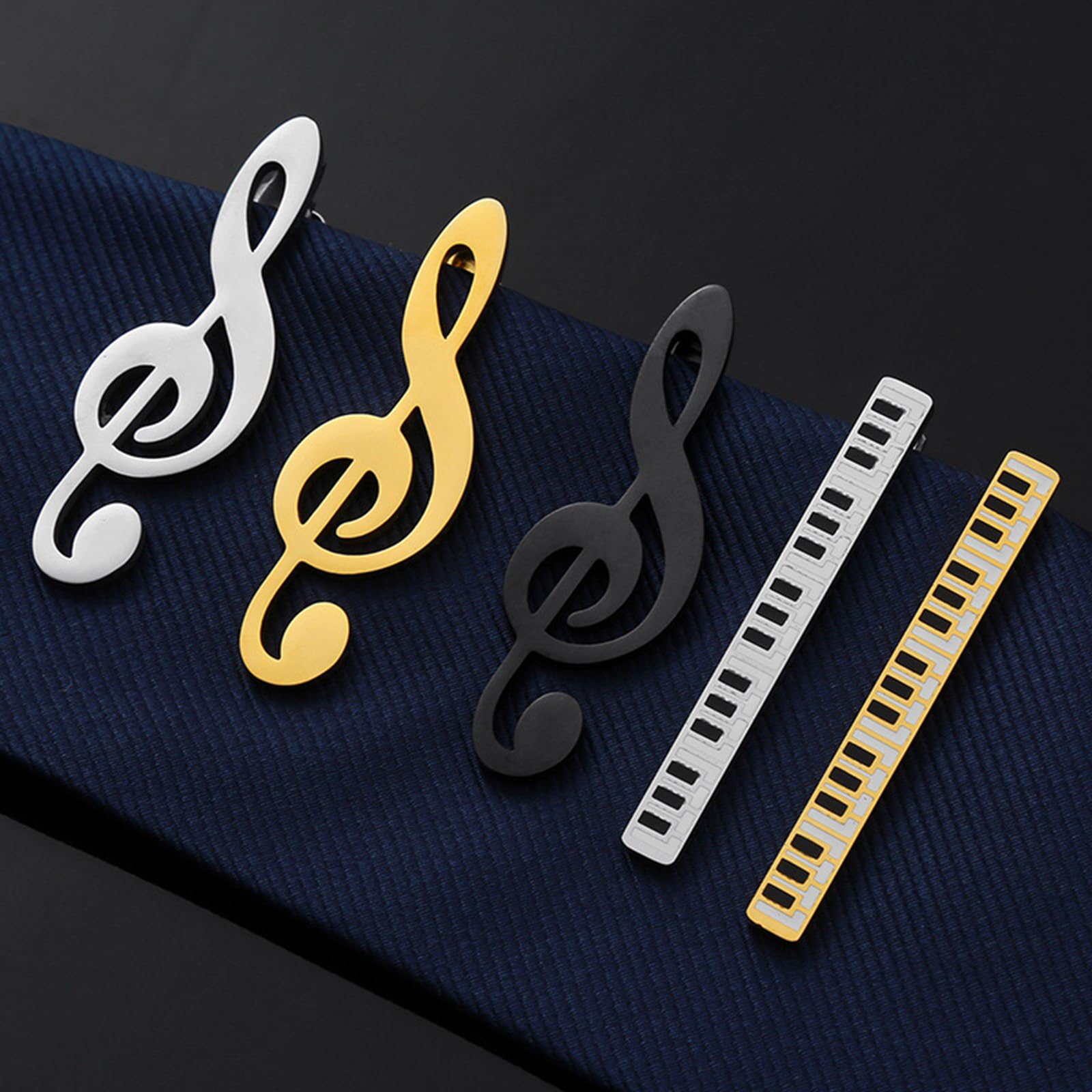Creativo Metallo Punk Chitarra Fermacravatta Strumento Nota Musicale Tie Pin Pianoforte Cravatta Fibbia per Uomo Cravatta Accessori