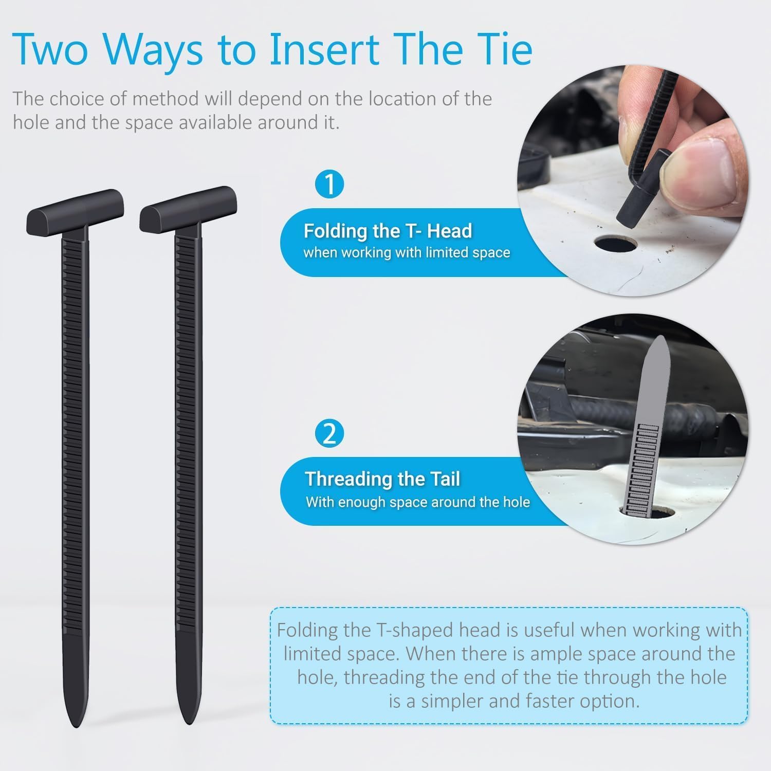 Upgraded Nylon Universal Cable Tie Buckles for Car, Heavy Duty T Rivet Zip Ties, Double-Side Self-Locking Automotive Zipper Clips for Fender Trunk Bumper Repair, Home, Garage(30Pcs)
