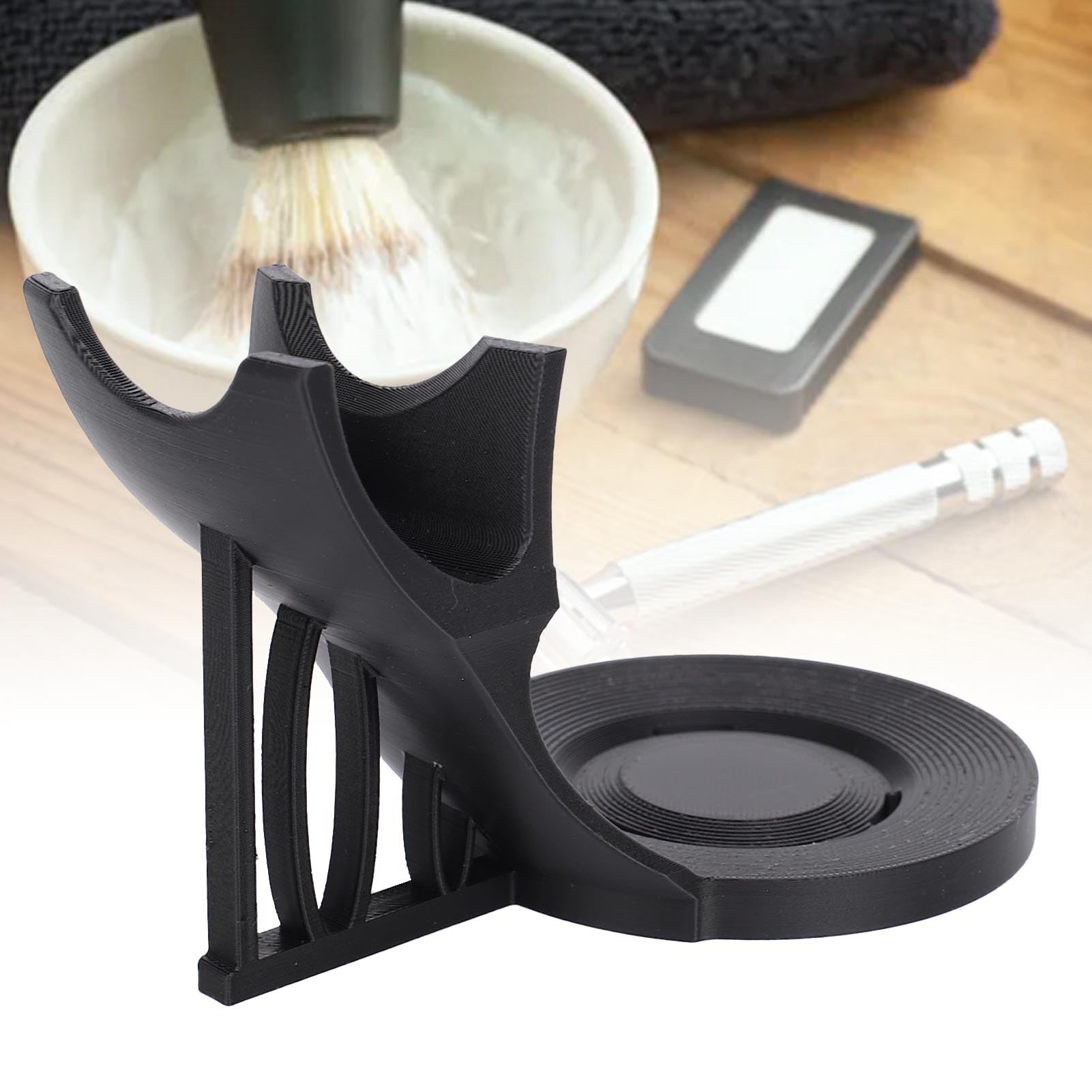 Yinhing Black Safety Razors Stand, Supporto per la Spazzola Barba, Supporto per Utensili Barba PLA, Accessorio per Rasatura, Fondo Ponderato per stabilità Extra