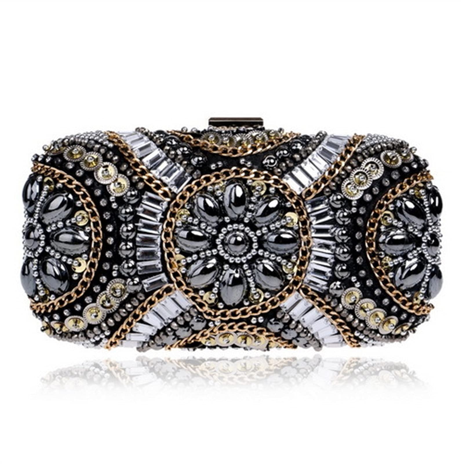 Vintage Hochzeit Handtaschen japanische Clutch Handgemachte Perlenabendkupplung Frauen Kupplungen (Color : A)