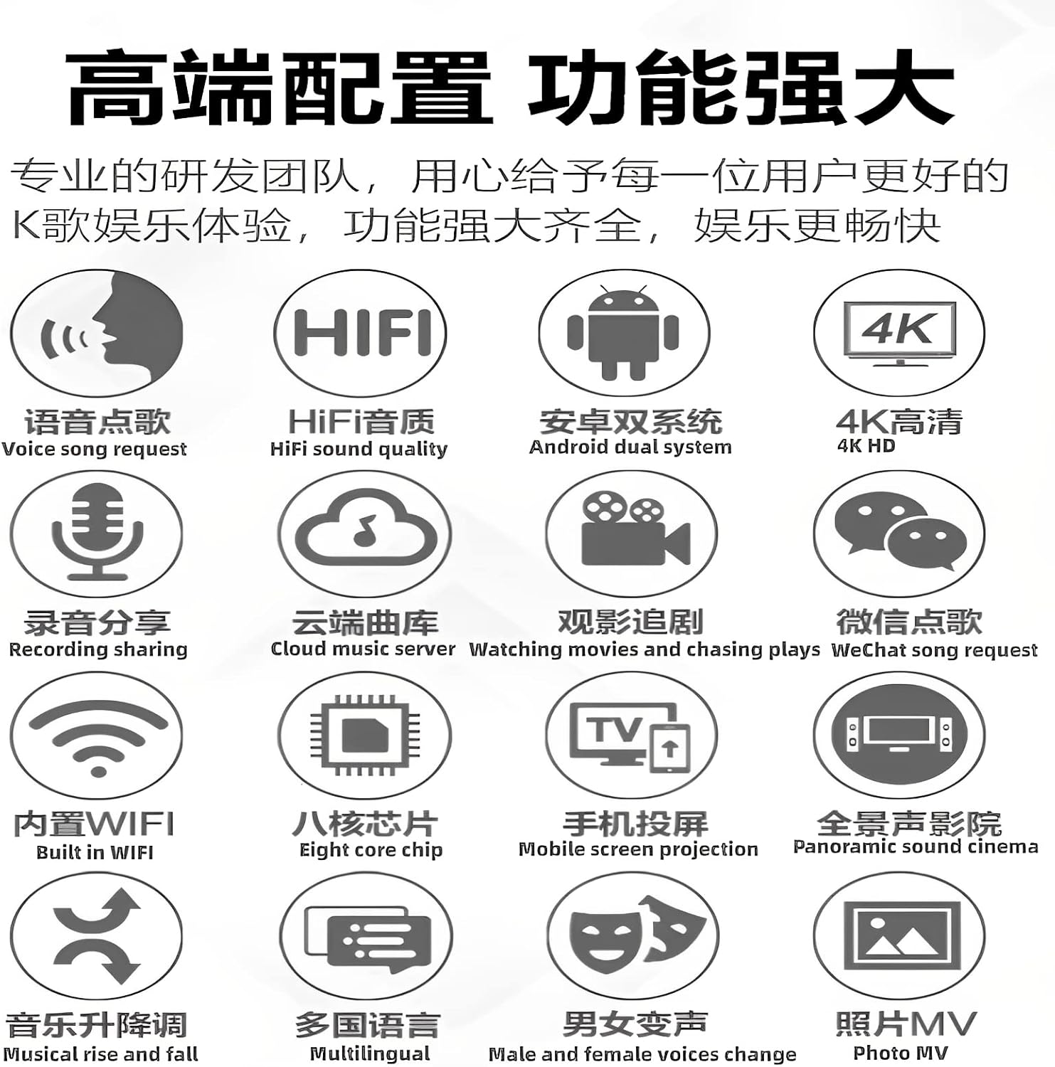 New Chinese Karaoke Machine KV-V5 Karaoke Player with Reverb Wireless Microphone, 22-inch capacitive Touch Screen, Free Cloud Download Function YouTube APP Play Movies and Chinese TV Online, 4T