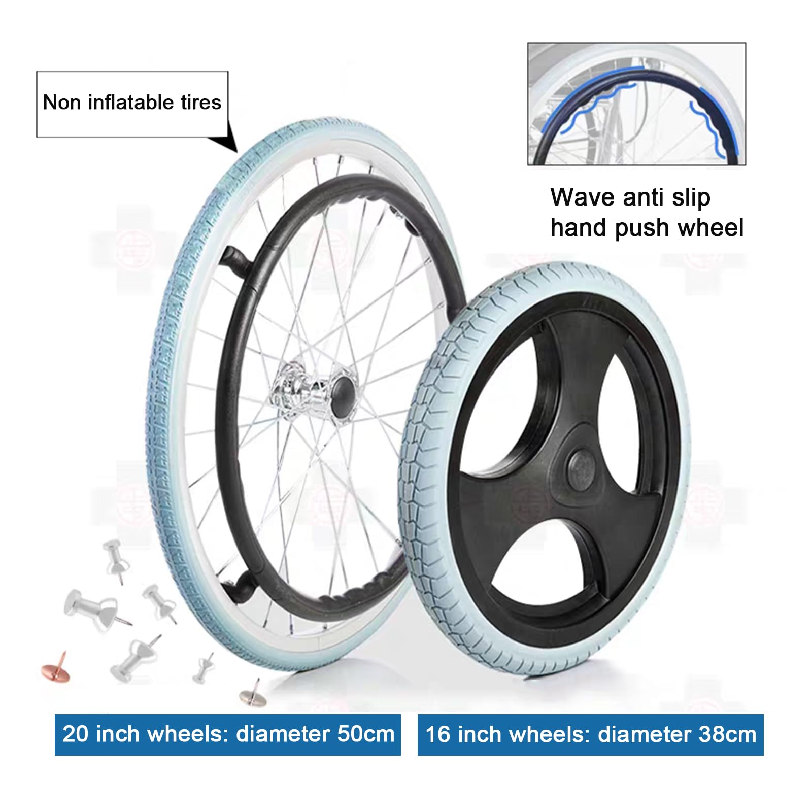 Sillas de Ruedas Plegables Silla de Ruedas Manual,Sillas de Ruedas para Adultos,Silla de Ruedas de Transporte Ultraligera Y Fácil de Usar/Small Rear Wheel