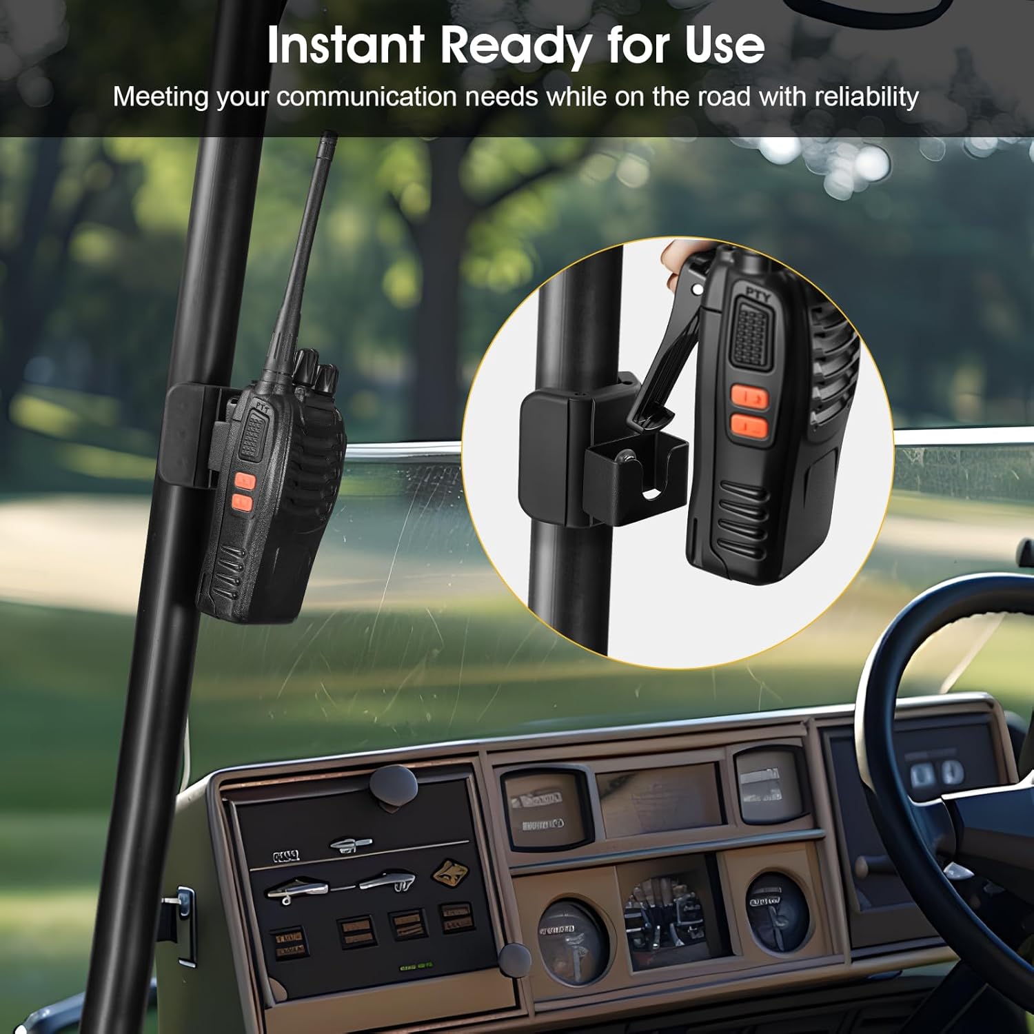 No-Drill Universal Magnetic CB Radio Mic Holder, Flexible Mount with No-Scratch Rubber Magnet Base for Speaker Microphone, Handset, Walkie Talkie, Fits Truck, Golf Cart, UTV, Off-Road Vehicle, 2 Pack