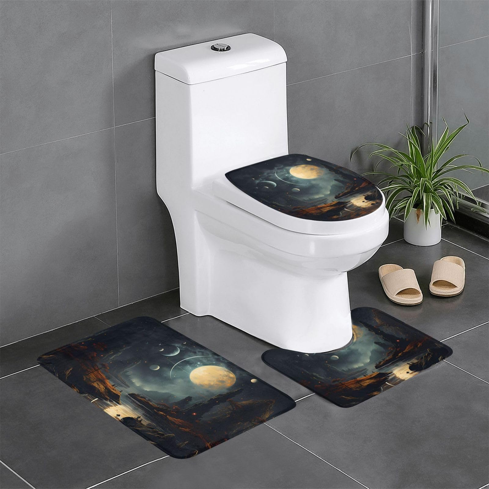 Tapis de bain lune et étoiles absorbant pour sécuriser la douche des enfants