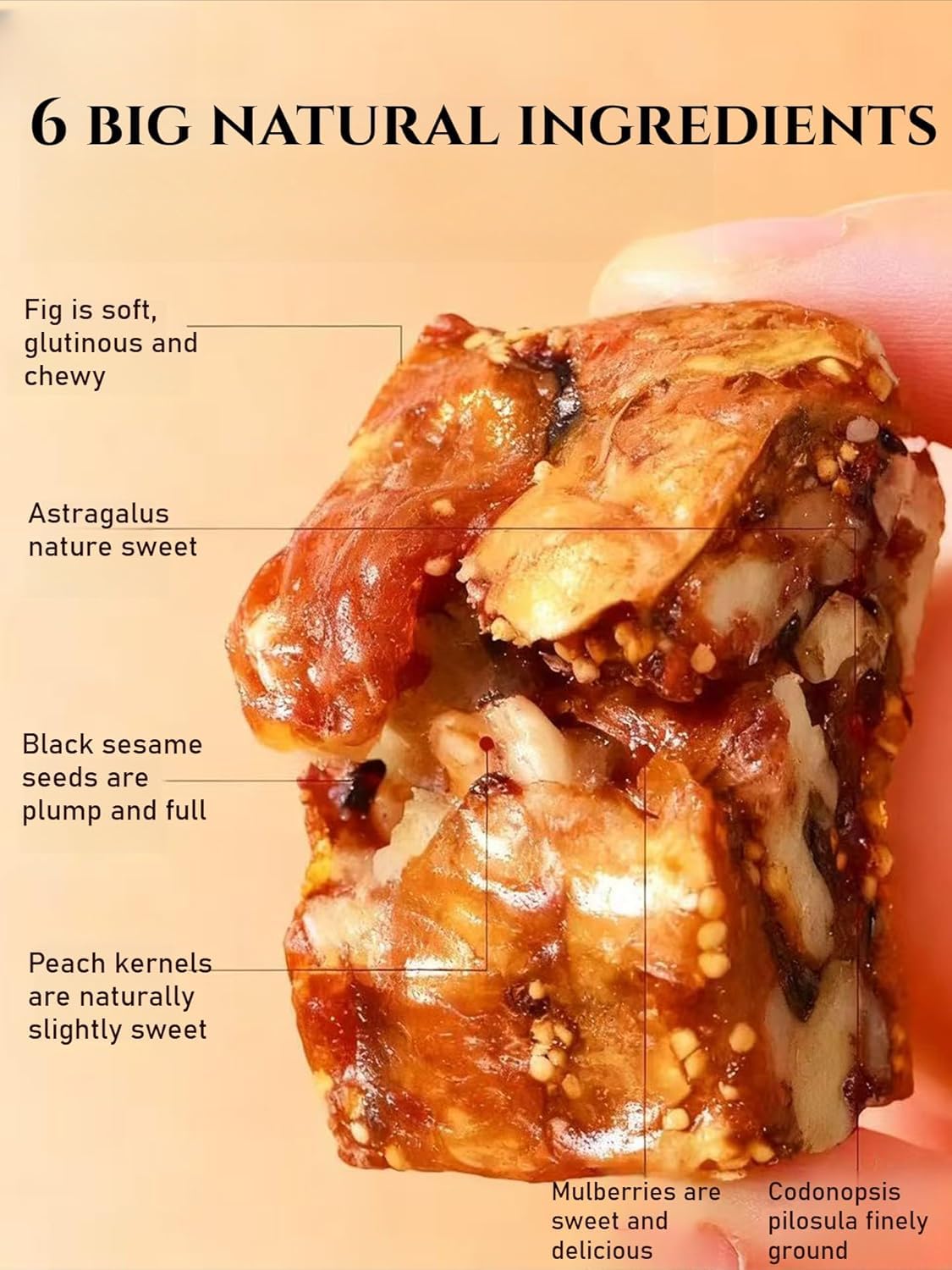 Astragalus Codonopsis Fig Pie with Walnut, Black Sesame & Mulberry, Ready to Eat Individual Packaging, Nutritious Healthy Snacks, Crispy Outside & Glutinous Inside. (259g)
