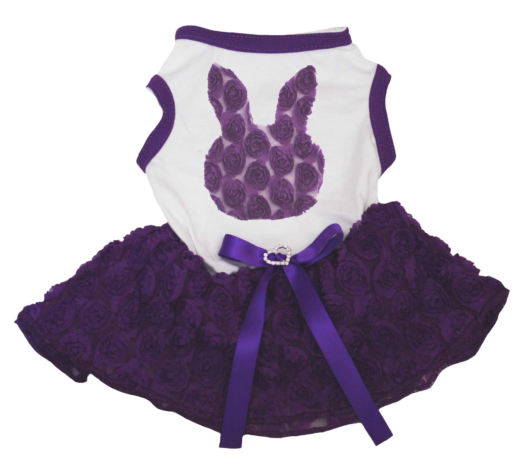 Robe tutu pour chien motif lapin rose et violet - Vêtement fleuri doux