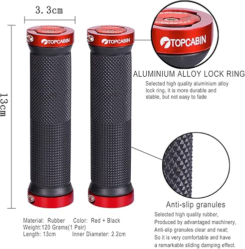 Vista 74 de Puños de manillar de bicicleta de doble bloqueo - Puños cómodos de goma para bicicleta de montaña BMX (Enchufe de bloqueo de aluminio+empuñaduras)
