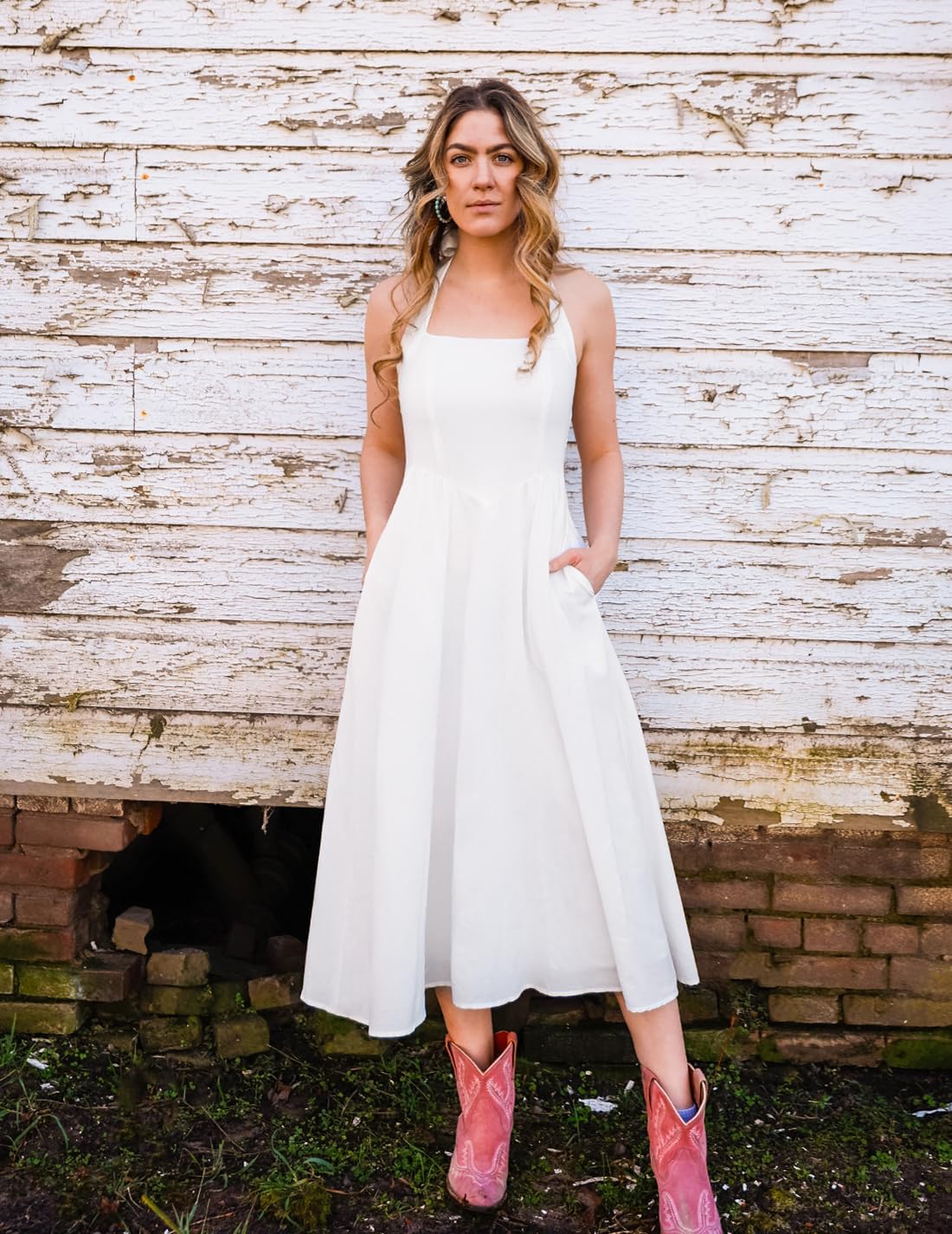 ZESICA Women's Summer Sleeveless Halter Midi Dress 2026 Off Shoulder High Waist Flowy Beach Wedding Guest Long Dresses - Image 5