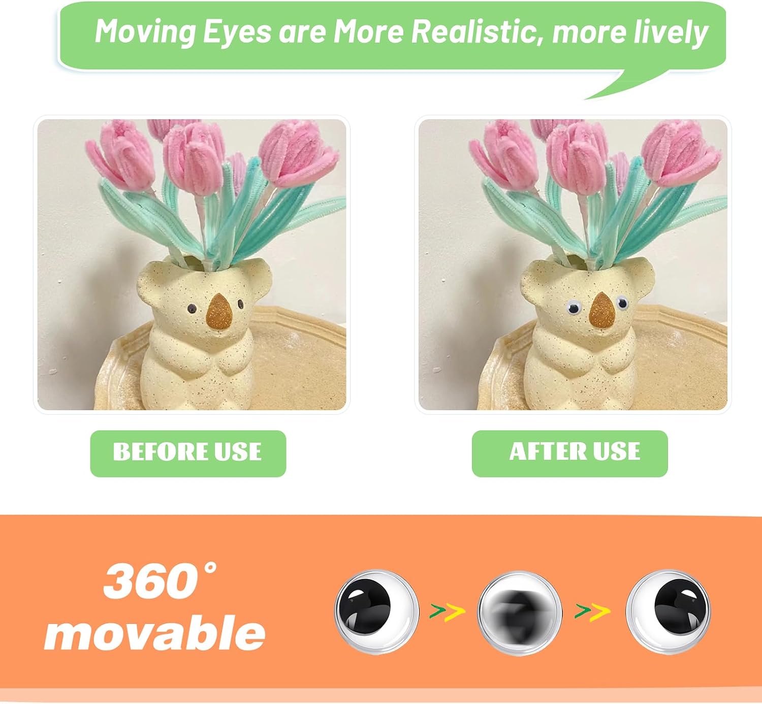 TOAOB 150pcs 6mm Googly Eyes Self Adhesive Small Sticker Eye for Craft