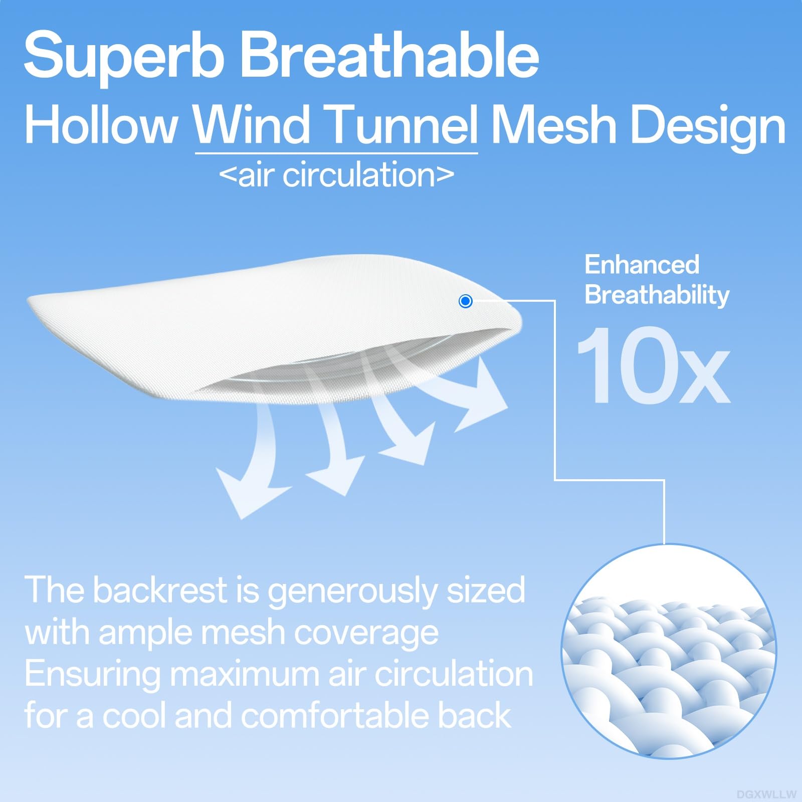 DGXWLLW Seat Cushion and Back Support Pillow for Tesla Model Y 3 S X Hollow-Out Breathable Mesh Seat Pad and Back Strong Support Hip Waist Lumbar Pain Relief for Driving Car Office Home Use, White