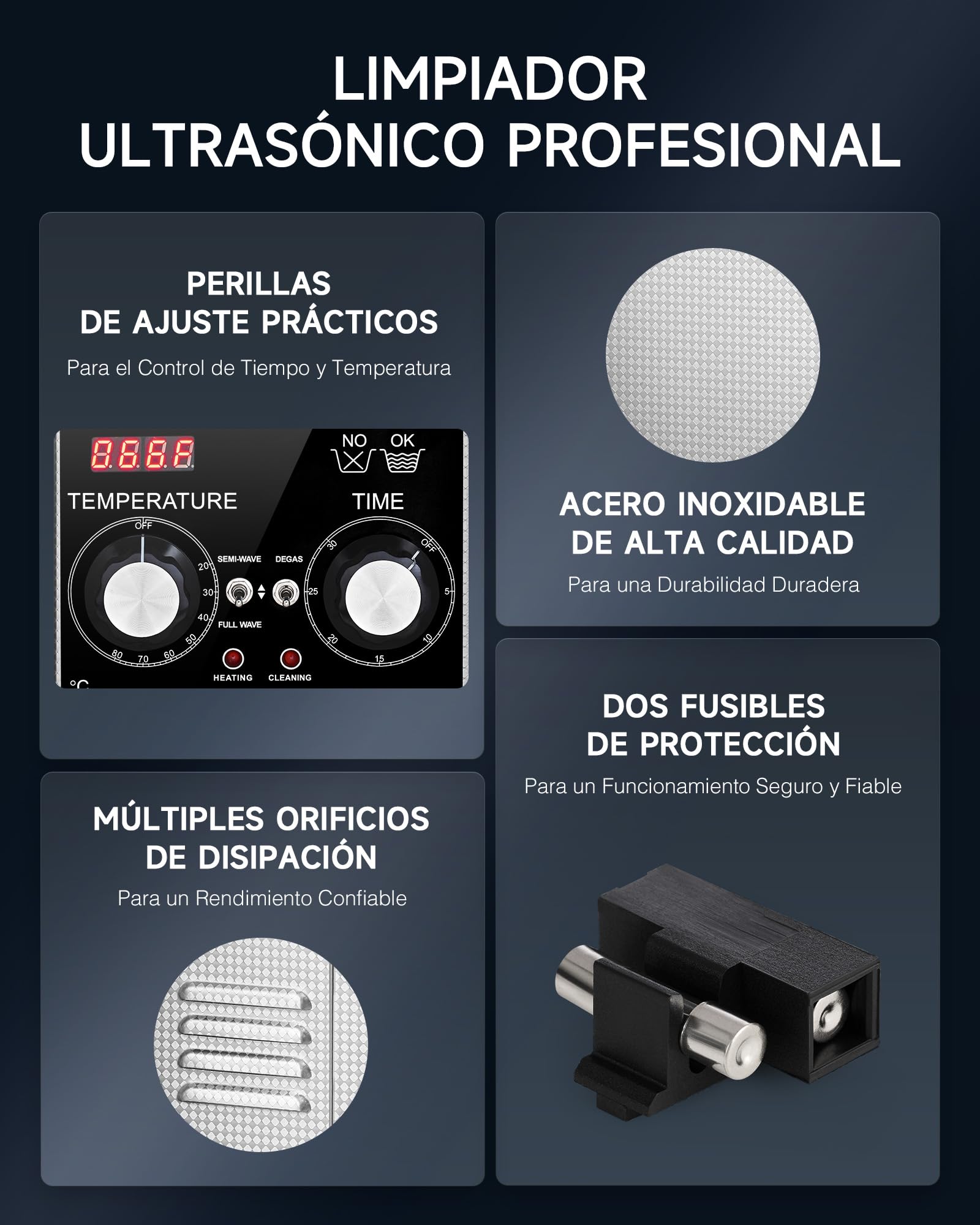 CREWORKS 1.3L Limpiador de Ultrasonidos con Temporizador y Calentador Limpiador Ultrasónico de Acero Inoxidabale Máquina de Ultrasonidos para Limpieza de Gafas/Joyas/Anillos (1,3 L)
