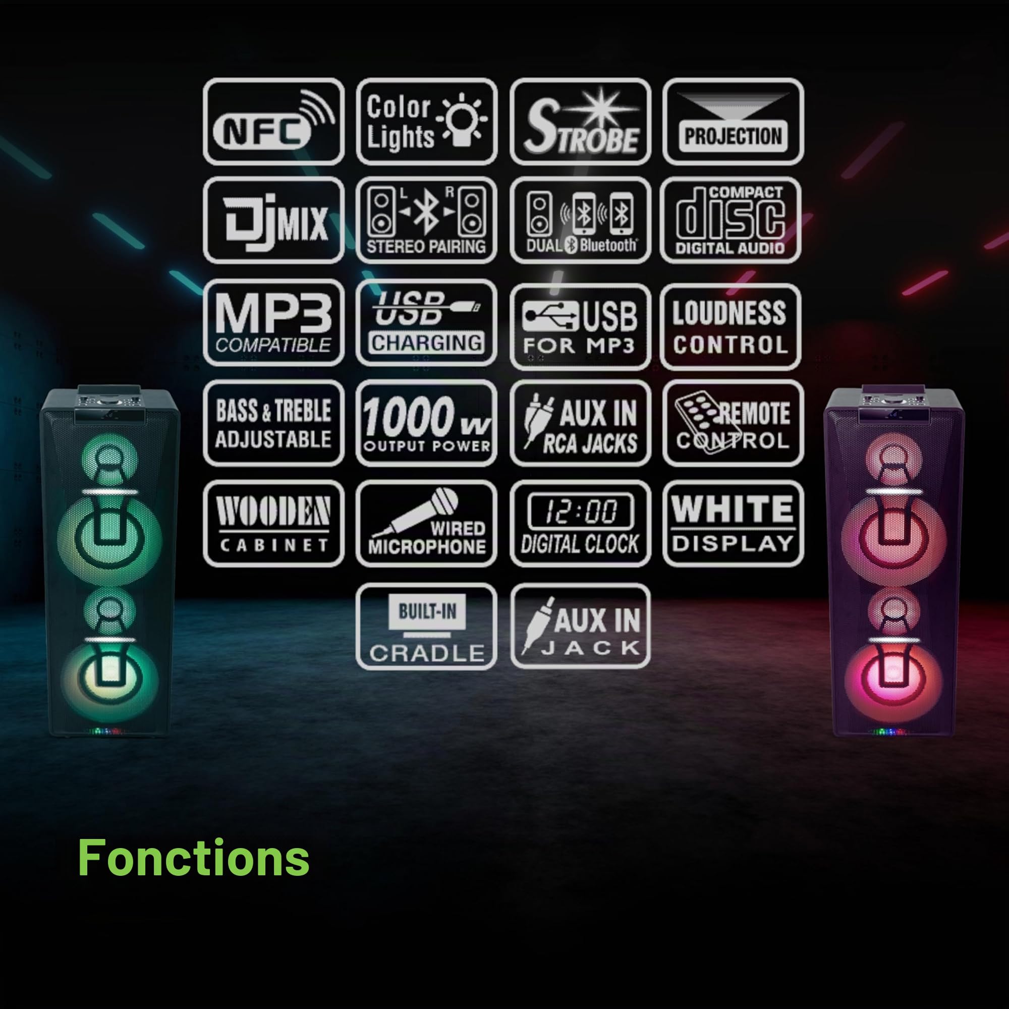 MUSE Chaîne HiFi M-1990 DJ - Bluetooth/NFC - 1000 W