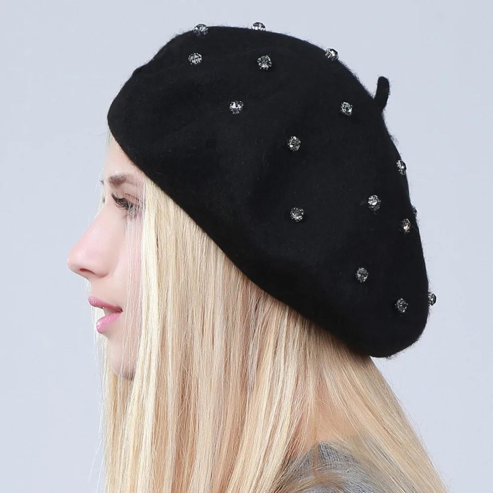 Czapki Czapki Skullies Czapki Beanies Czapka Czapka Jednolity Kolor Dzianinowe Berety Cyrkonie Damska Artysta Czapka Beret