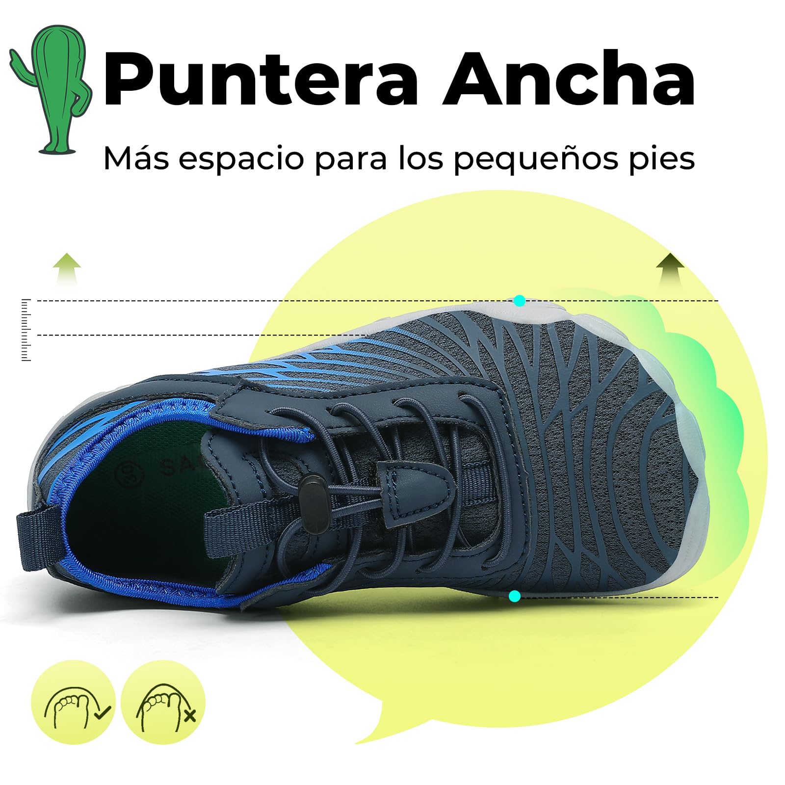 SAGUARO Zapatos descalzos para niños, de secado rápido, transpirables, con puntera ancha, talla 25-35 - 4