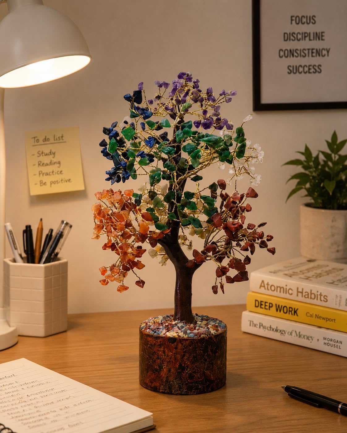 7 Chakra Crystal Tree of Life with Raw Crystal Base