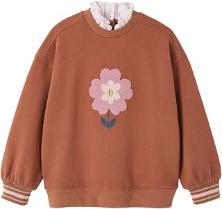 VERTBAUDET Fancy Sweatshirt with Bouclé Flower Motif for Girls