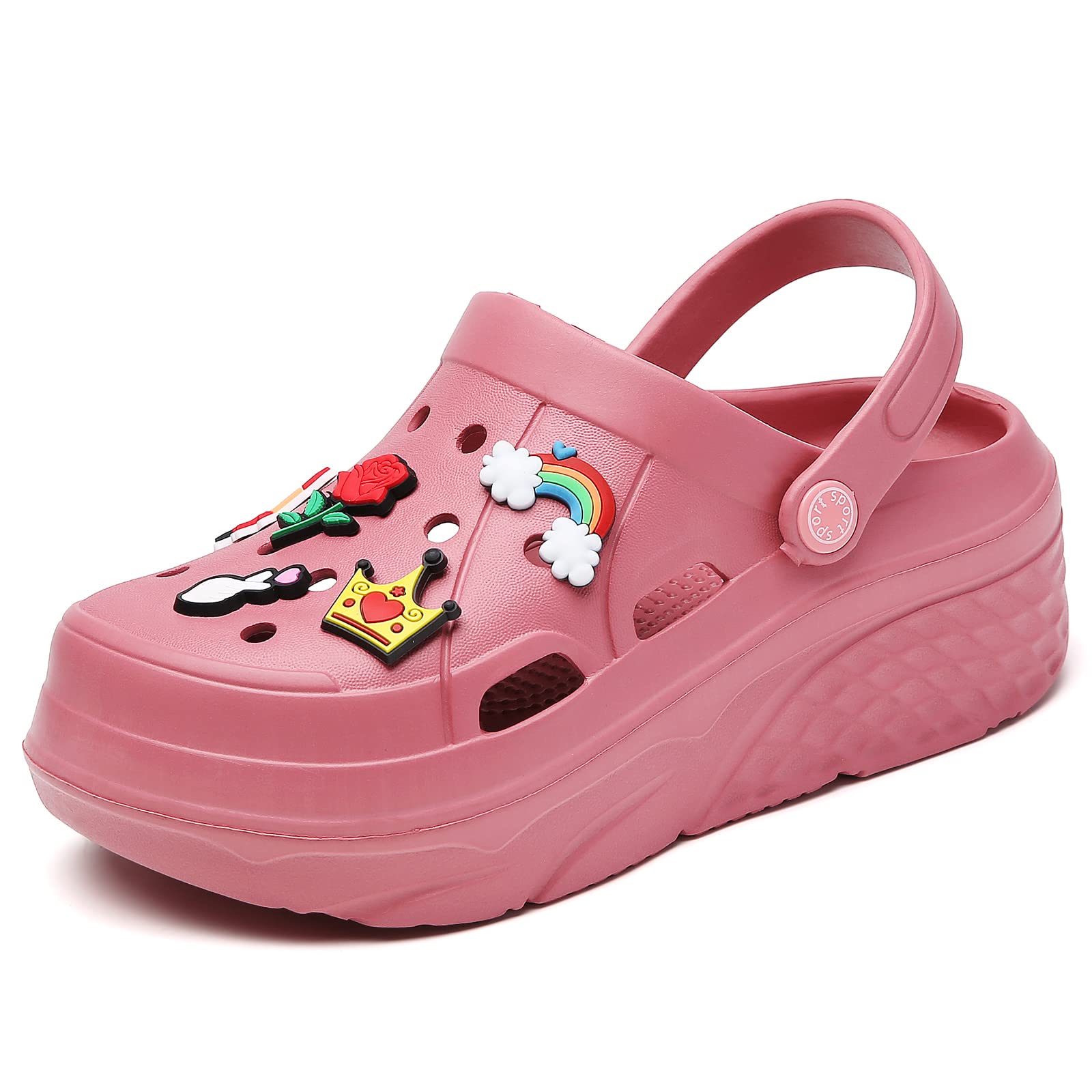 ELIOGN Zuecos con plataforma para mujer, ligeros, deslizantes, deslizantes, zapatos de jardín