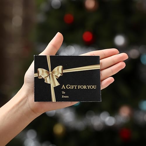 Vista 5 de Glenmal 50 sobres para tarjetas de regalo de Navidad con soporte para tarjetas de lazo dorado, sobres de negocios con bolígrafo de tinta dorada