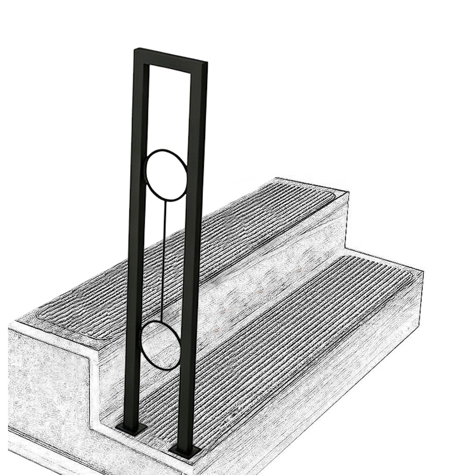 Marxan One Color Modern Handrails For Indoor And Outdoor, U-Shaped Wrought Iron Handrail For Villa Loft Corridor Porch, Staircase Guardrail Fits 1-Step Grab Rail(90Cm/35In)